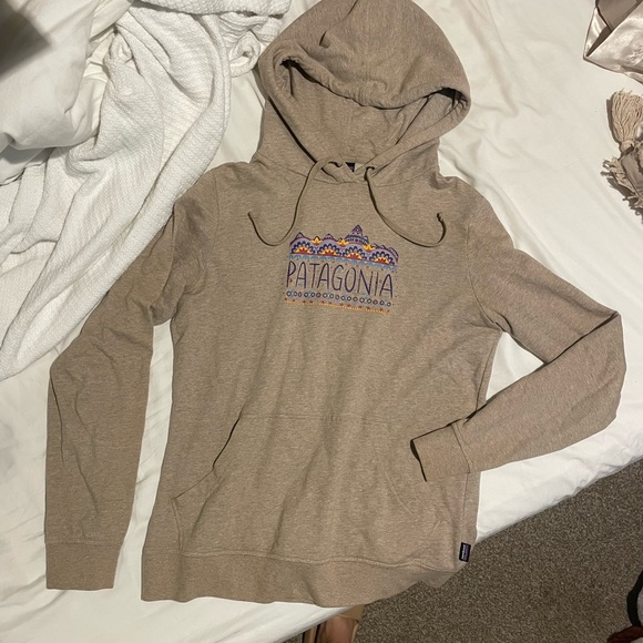 Patagonia hoodie sweatshirt size small womens tan taupe purple orange red - Picture 5 of 7
